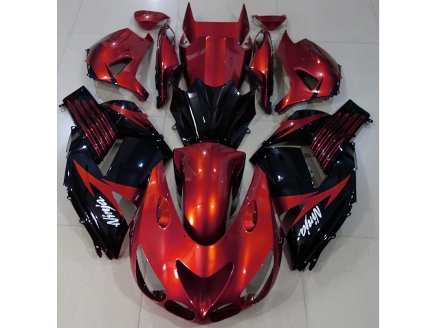 2006-2011 Gloss Red and Black Kawasaki ZX14R Motorcycle Fairing UK