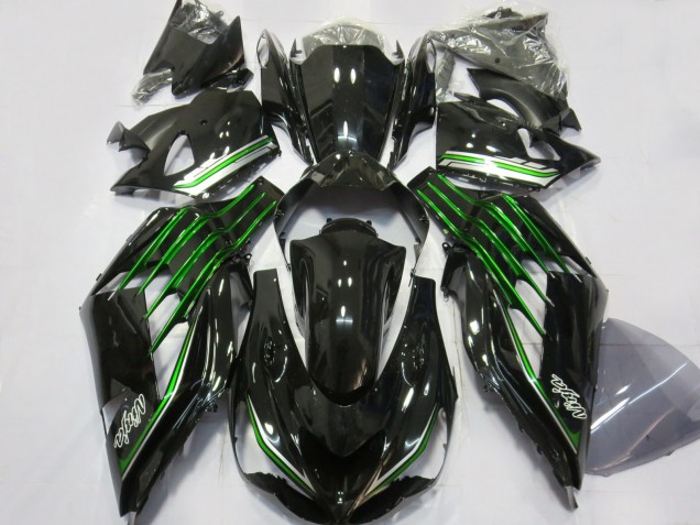 2012-2019 Gloss Black with Green Kawasaki ZX14R Motorcycle Fairing UK